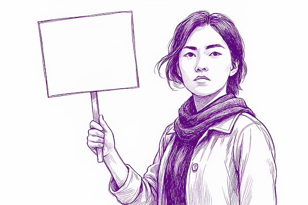 JPG 일러스트 모션 평화 희망 현수막 메시지 변화 불안 목소리 시위 문제해결 인권 정신건강 국내일러스트 AI일러스트 감정 컨셉 건강 파일형식 AI콘텐츠