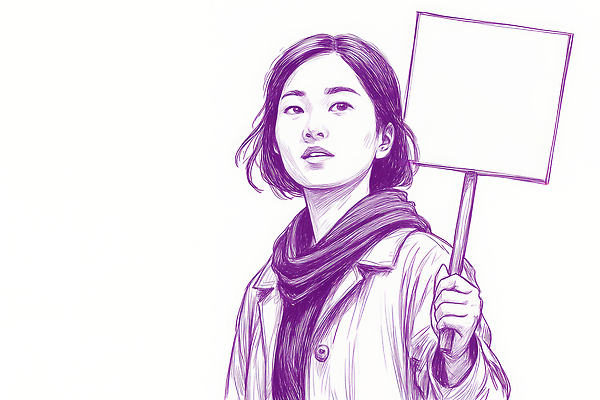 JPG 감정 일러스트 모션 거리 평화 희망 현수막 표현 메시지 문제 목소리 정의 시위 인권 주장 집회 국내일러스트 AI일러스트 컨셉 파일형식 AI콘텐츠