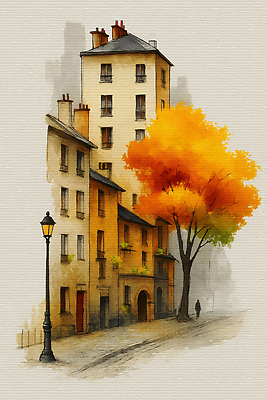 JPG 나무 단풍 일러스트 자연 거리 아파트 풍경 건물 햇빛 노란색 일몰 산책 가을 도시 분위기 그림 조용 색감 캐리커처 풍경화 고택 국내일러스트 AI일러스트 식물 건축물 계절 컬러 컨셉 잎 휴식 주택 태양 노을 생태계 파일형식 AI콘텐츠