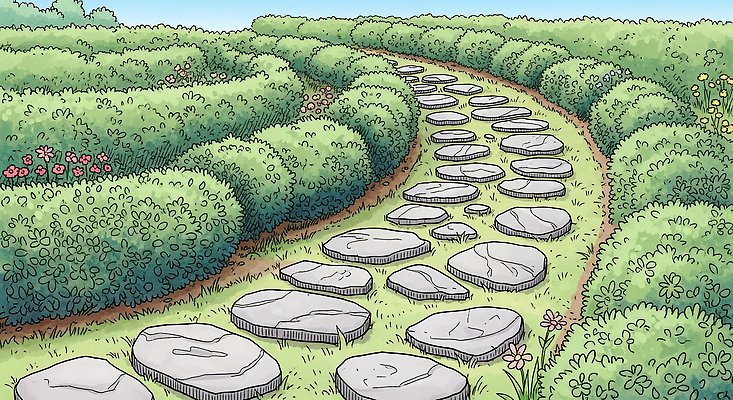 JPG 식물 꽃 길 여유 일러스트 가족 자연 휴식 안전 풍경 잔디 친구 평화 정원 산책 탐험 숲 식물원 돌길 탐방 국내일러스트 AI일러스트 감정 컨셉 관계 생태계 파일형식 AI콘텐츠