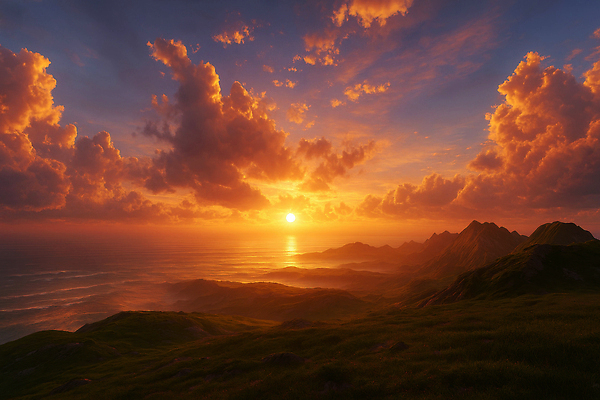 JPG 구름 편집 편집이미지 바다 컬러 자연 산 풍경 빛 태양 황혼 일몰 언덕 뷰티풀 수평선 편집실사 AI포토 자연요소 노을 CG 생태계 파일형식 AI콘텐츠