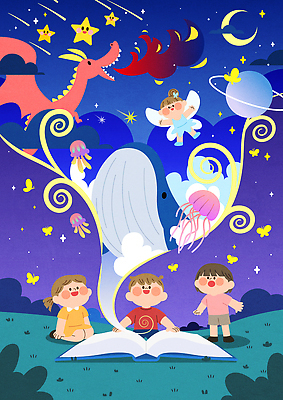 별 어린이 바다 야경 일러스트 장난 생물 요정 이야기 책 여름 독서 우주 꿈 도전 신비 즐거움 드래곤 상상력 환상 플랑크톤 국내일러스트 AI파일 자연요소 계절 감정 컨셉 사람 야간 파일형식 벡터 풍경_경치