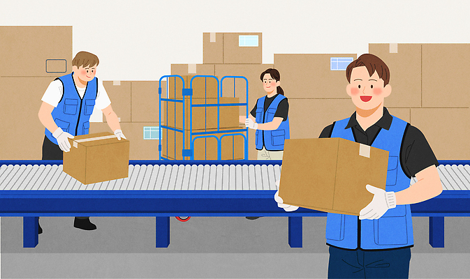산업 일러스트 포장 공장 협력 상자 운송업 작업 상품 안전장비 배송 창고 정리 물류 작업자 물류센터 재고 국내일러스트 AI파일 공업 안전 장비 파일형식 벡터