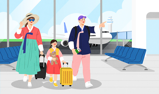 패션 어린이 인형 여행 일러스트 가족 비행기 한국 여름 부모 소풍 캐리어 대기 공항 여권 체크인 출국 국내일러스트 AI파일 계절 아시아 관계 항공교통 교통시설 대중교통 사람 야외활동 여행가방 파일형식 벡터