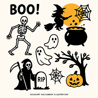 캐릭터 전통 상징 일러스트 호박 그래프 해골 축제 할로윈 마법사 분위기 유령 밤 거미줄 즐거움 마법 저승사자 국내일러스트 AI파일 감정 컨셉 채소 뼈 견과류 파일형식 벡터