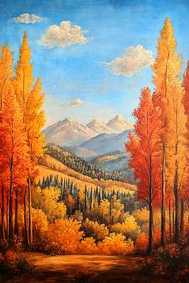 JPG 나무 구름 계절 컬러 여행 일러스트 자연 하늘 휴식 풍경 초록색 산책 금색 가을 숲 그림 온도 조화 뷰티풀 산맥 국내일러스트 AI일러스트 AI콘텐츠 자연요소 식물 컨셉 산 생태계 파일형식