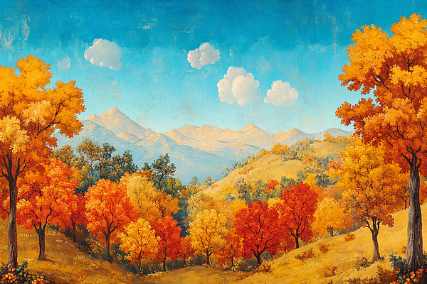 JPG 나무 구름 실루엣 여유 일러스트 자연 하늘 나뭇잎 산 풍경 노란색 평화 고요 가을 화려 분위기 조화 색감 국내일러스트 AI일러스트 AI콘텐츠 자연요소 식물 계절 감정 컬러 컨셉 잎 촬영기법 생태계 파일형식