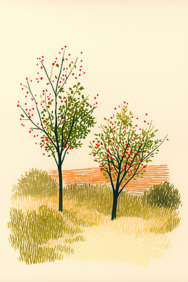 JPG 모양 나무 식물 계절 열매 예술 컬러 백그라운드 일러스트 자연 나뭇잎 풍경 초록색 평화 환경 고요 농촌 생태 저녁 조화 뷰티풀 국내일러스트 AI일러스트 AI콘텐츠 컨셉 잎 시골 야간 생태계 파일형식