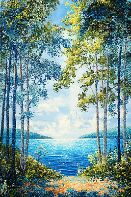 JPG 나무 호수 예술 일러스트 자연 하늘 풍경 초원 여름 파란색 햇빛 반사 평화 수면 숲속 숲 그림 조용 뷰티풀 풍경화 국내일러스트 AI일러스트 AI콘텐츠 식물 계절 컬러 컨셉 물 태양 생태계 파일형식