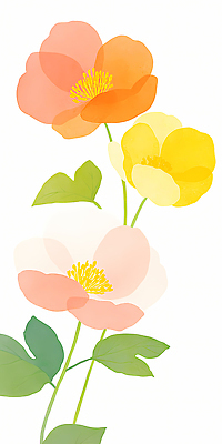 JPG 식물 꽃잎 꽃 화초 컬러 백그라운드 잎 일러스트 자연 노란색 정원 봄 화사함 조화 뷰티풀 국내일러스트 AI일러스트 AI콘텐츠 계절 컨셉 생태계 파일형식