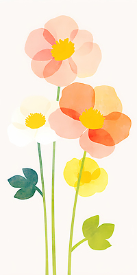 JPG 식물 꽃 화초 예술 줄기 잎 일러스트 자연 생명 풍경 여름 햇빛 정원 부드러움 감성 조화 채색 뷰티풀 색감 색채 국내일러스트 AI일러스트 AI콘텐츠 계절 컨셉 미술 태양 감각 생태계 파일형식