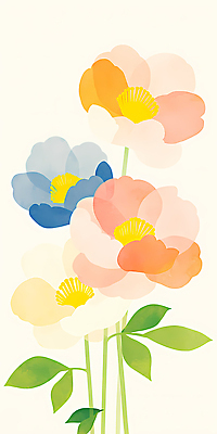 JPG 식물 디자인 꽃 컬러 일러스트 자연 수채화 장식 정원 봄 배열 작품 이미지 부드러움 감성 천연 조화 뷰티풀 스타일 국내일러스트 AI일러스트 AI콘텐츠 계절 컨셉 미술 감각 생태계 파일형식