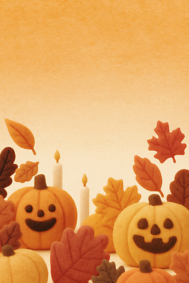 JPG 편집이미지 계절 기념일 컬러 백그라운드 잎 촛불 호박 장식 축제 할로윈 가을 분위기 편안함 이미지편집 AI컴퓨터그래픽 AI콘텐츠 식물 컨셉 채소 초 이벤트 감각 파일형식