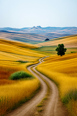 JPG 편집이미지 계절 길 여행 농업 자연 풍경 초원 평화 보리 풍요 이미지편집 AI포토 AI콘텐츠 산업 컨셉 곡류 생태계 파일형식