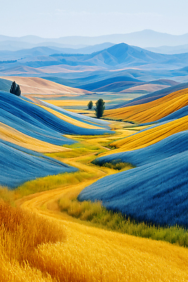 JPG 나무 편집이미지 길 컬러 이동 자연 풍경 파란색 햇빛 노란색 평화 뷰티풀 청명 경관 이미지편집 AI포토 AI콘텐츠 식물 컨셉 태양 생태계 파일형식