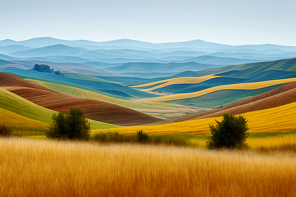 JPG 편집이미지 컬러 자연 하늘 풍경 햇빛 농경지 언덕 멀리 뷰티풀 평야 이미지편집 AI포토 AI콘텐츠 태양 농장 생태계 파일형식