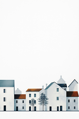 JPG 모양 나무 디자인 건축 실루엣 일러스트 풍경 건물 평화 마을 흰색 감각 구출 모던 조화 국내일러스트 AI일러스트 AI콘텐츠 식물 건축물 컬러 컨셉 촬영기법 도움 파일형식