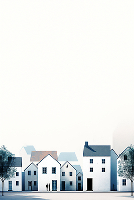 JPG 나무 일러스트 자연 아침 거리 주택 풍경 건물 라이프 햇빛 평화 마을 조용 조화 오후 국내일러스트 AI일러스트 AI콘텐츠 주간 식물 건축물 컨셉 생활 태양 생태계 파일형식