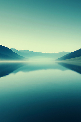 JPG 편집이미지 호수 자연 하늘 아침 산 풍경 물 반사 평화 고요 안개 수면 신비 색감 편집실사 AI포토 AI콘텐츠 주간 자연요소 컨셉 날씨 CG 생태계 파일형식