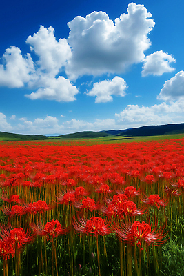JPG 식물 구름 편집이미지 꽃밭 자연 하늘 생명 풍경 초원 야외 여름 평화 조화 뷰티풀 석산꽃 편집실사 AI포토 AI콘텐츠 자연요소 계절 꽃 컨셉 CG 생태계 파일형식