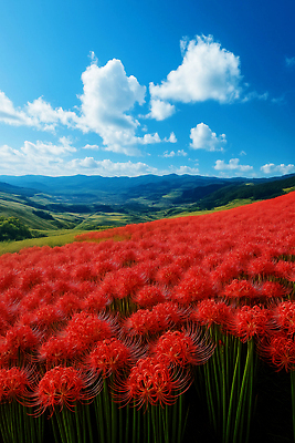 JPG 구름 편집이미지 계절 꽃밭 자연 산 풍경 초원 관광지 언덕 뷰티풀 석산꽃 편집실사 AI포토 AI콘텐츠 자연요소 꽃 여행 CG 생태계 파일형식