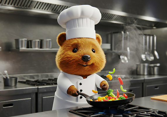 JPG 편집이미지 음식 채소 주방용품 요리 귀여움 주방 요리사 식사 팬 조리복 볶음 다람쥐 레시피 N잡러 MZ세대 이미지편집 AI컴퓨터그래픽 AI콘텐츠 직업 생활용품 컨셉 유니폼 비즈니스 설치류 세대 파일형식