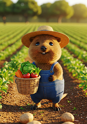 JPG 편집이미지 캐릭터 농업 채소 자연 감자 햇빛 농장 바구니 농사 당근 수확 보리 N잡러 MZ세대 이미지편집 AI컴퓨터그래픽 AI콘텐츠 산업 비즈니스 곡류 뿌리채소 태양 생태계 세대 파일형식