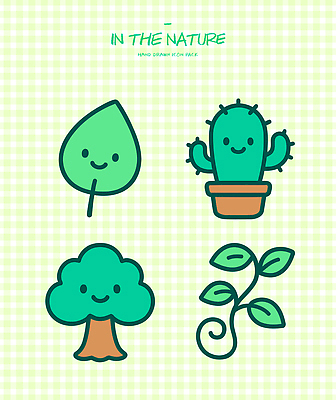 나무 식물 디자인 컬러 잎 일러스트 자연 생명 선인장 초록색 귀여움 환경 표현 즐거움 아기자기 국내일러스트 AI파일 감정 컨셉 생태계 파일형식 벡터