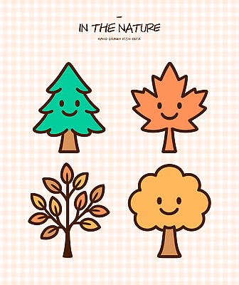 나무 식물 디자인 행복 컬러 잎 일러스트 자연 단풍나무 그래픽 기쁨 가을 소나무 숲 그림 국내일러스트 AI파일 계절 감정 단풍 생태계 파일형식 벡터