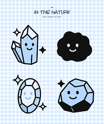 캐릭터 디자인 예술 컬러 일러스트 자연 웃음 귀여움 돌_바위 크리스탈 손그림 화사함 상상력 국내일러스트 AI파일 컨셉 표정 광석 생태계 파일형식 벡터