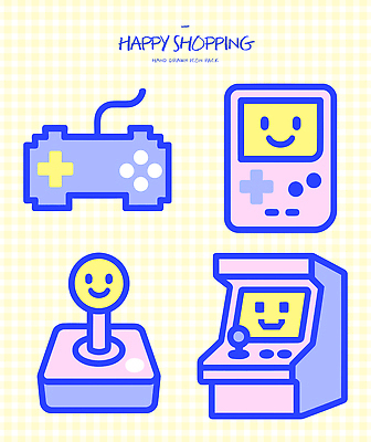 캐릭터 디자인 일러스트 그래픽 캐주얼 컬러풀 귀여움 게임 복고 손그림 조이스틱 파스텔 기획사 키치 국내일러스트 AI파일 옷 컬러 컨셉 회사 놀이 학용품 게임기 파일형식 벡터