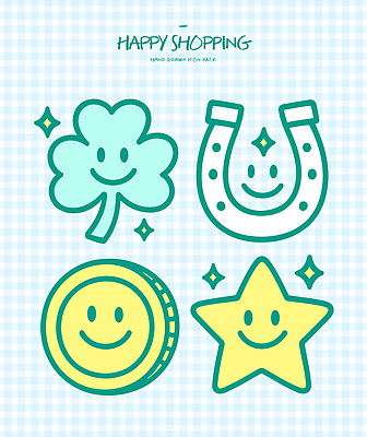 디자인 별 패턴 일러스트 미소 장식 쇼핑 귀여움 동전 행운 클로버 심플 드로잉 키치 국내일러스트 AI파일 자연요소 컨셉 돈 무늬 표정 미술 파일형식 벡터