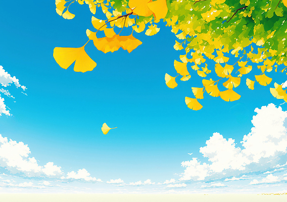 JPG 나무 구름 계절 잎 일러스트 자연 하늘 생명 풍경 야외 햇빛 노란색 가을 은행나무 뷰티풀 청명 풍경화 국내일러스트 AI일러스트 AI콘텐츠 자연요소 식물 컬러 태양 그림 생태계 파일형식