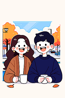 커플 행복 커피 컬러 단풍 데이트 일러스트 탁자 대화 웃음 두명 친구 햇빛 카페 만남 가을 분위기 차 즐거움 외출 뷰티풀 사교 오후 국내일러스트 AI파일 계절 감정 음료 가구 컨셉 잎 관계 표정 말하기 사람 태양 상점 파일형식 벡터