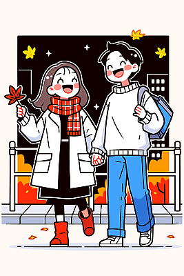 커플 행복 감정 컬러 단풍 데이트 일러스트 자연 따뜻함 표정 선물 사랑 풍경 친구 빛 걷기 손잡기 성장 가을 도시 밤 순간 국내일러스트 AI파일 계절 잎 관계 모션 견과류 생태계 파일형식 벡터