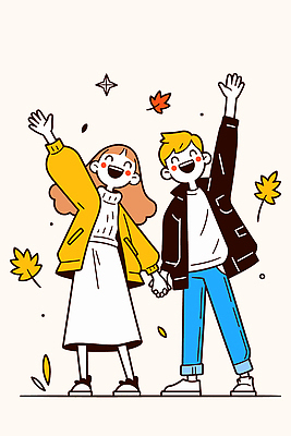 커플 옷 패션 행복 감정 얼굴 컬러 낙엽 데이트 일러스트 자연 따뜻함 사랑 미소 친구 청춘 노란색 손잡기 검은색 가을 인사 분위기 즐거움 국내일러스트 AI파일 계절 컨셉 잎 관계 모션 표정 신체부위 예절 생태계 파일형식 벡터