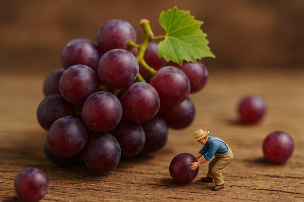 JPG 나무 편집이미지 농업 과일 자연 포도 풍경 보라색 미니어처 수확 신선 작업 농부 작음 원예 비율 편집실사 AI컴퓨터그래픽 AI콘텐츠 식물 직업 산업 컬러 취미 모형 크기 CG 생태계 파일형식