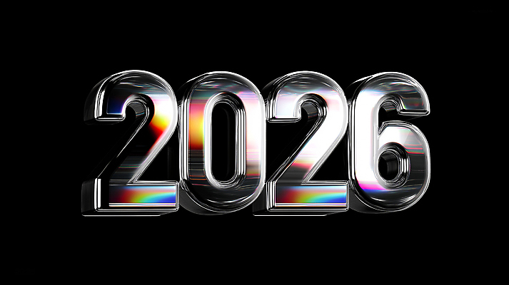 JPG 편집이미지 디자인 기념일 예술 컬러 백그라운드 미래 반짝임 숫자 반사 금속 디지털 표현 창의성 2026년 이미지편집 AI컴퓨터그래픽 AI콘텐츠 문자 컨셉 모션 재질 이벤트 연도 파일형식