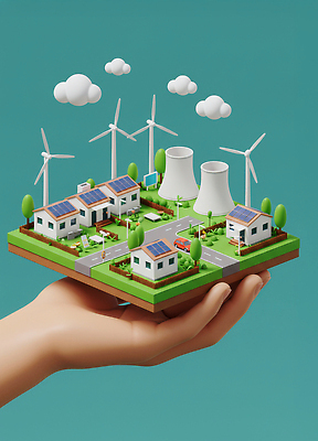 JPG 편집이미지 손 현대건축 기술 마을 자연보호 발전소 에너지 도시 그린에너지 풍력에너지 친환경 태양에너지 편집3D AI컴퓨터그래픽 AI콘텐츠 건축 자연 신체부위 3D 환경 보호 파일형식