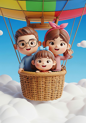 JPG 구름 편집이미지 행복 어린이 여행 가족 놀이 하늘 웃음 공중 친구 부모 열기구 즐거움 풍선 편집3D AI컴퓨터그래픽 AI콘텐츠 자연요소 감정 관계 항공교통 표정 사람 3D 파일형식