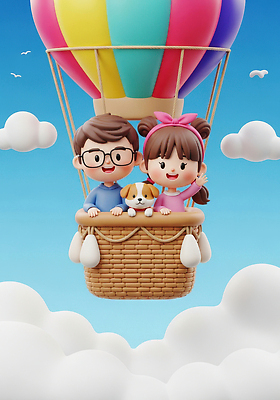 JPG 구름 편집이미지 여행 놀이 하늘 야외 친구 반려동물 열기구 강아지 추억 즐거움 풍선 순간 편집3D AI컴퓨터그래픽 AI콘텐츠 자연요소 동물 감정 컨셉 관계 항공교통 3D 개 파일형식