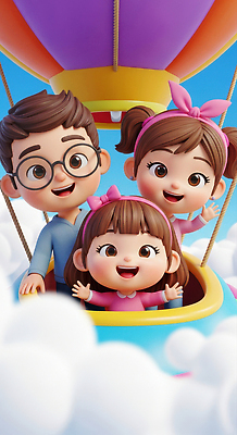 JPG 구름 편집이미지 행복 여행 가족 놀이 하늘 사랑 웃음 도전 아빠 놀이기구 즐거움 풍선 생동감 편집3D AI컴퓨터그래픽 AI콘텐츠 자연요소 감정 관계 표정 3D 파일형식