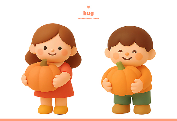 PSD 편집이미지 캐릭터 어린이 백그라운드 모션 호박 따뜻함 웃음 소녀 소년 주황색 가을 즐거움 동심 편집3D 계절 여자 남자 감정 컬러 채소 표정 사람 3D 파일형식