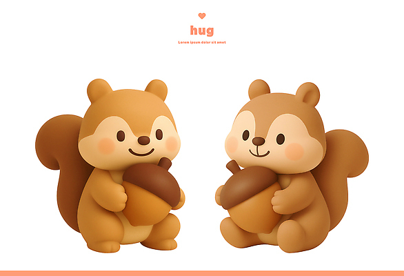 PSD 동물 편집이미지 캐릭터 디자인 컬러 포즈 웃음 사람 장난감 귀여움 다람쥐 부드러움 도토리 편집3D 컨셉 표정 3D 견과류 감각 설치류 파일형식