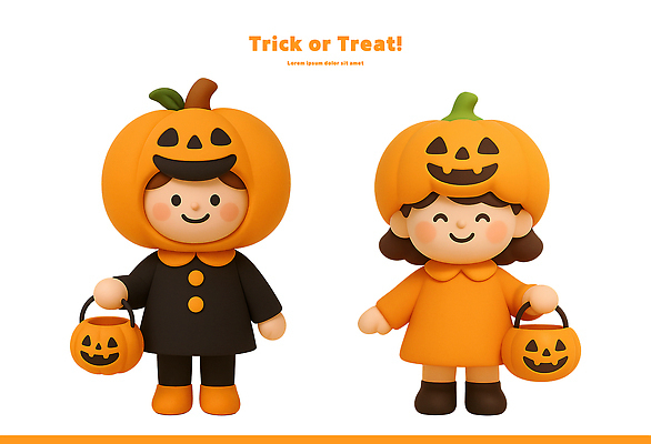 PSD 편집이미지 캐릭터 옷 인형 호박 조명 웃음 두명 장식 친구 컬러풀 바구니 축제 할로윈 놀이터 편집3D 컬러 채소 관계 놀이 표정 사람 3D 파일형식