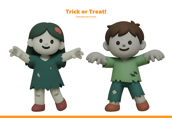 PSD 편집이미지 캐릭터 옷 어린이 축제 할로윈 축하 즐거움 공포 좀비 동심 편집3D 감정 컨셉 사람 3D 파일형식