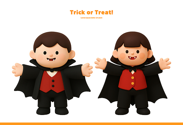 PSD 편집이미지 캐릭터 옷 행복 어린이 상상 놀이 미소 축제 할로윈 축하 분위기 즐거움 변장 드라큘라 편집3D 감정 컨셉 표정 사람 3D 파일형식