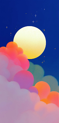 JPG 구름 꽃 별 여유 예술 컬러 백그라운드 일러스트 자연 하늘 풍경 평화 보름달 달 밤 부드러움 마법 조화 뷰티풀 국내일러스트 AI일러스트 AI콘텐츠 자연요소 식물 감정 컨셉 견과류 감각 생태계 파일형식