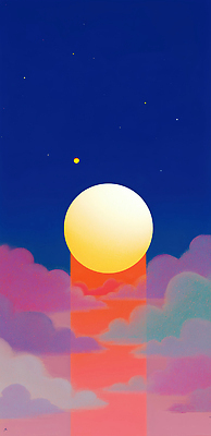 JPG 구름 별 컬러 일러스트 자연 하늘 풍경 빛 평화 감상 보름달 기상 대기 조화 뷰티풀 수평선 국내일러스트 AI일러스트 AI콘텐츠 자연요소 컨셉 모션 달 생태계 파일형식