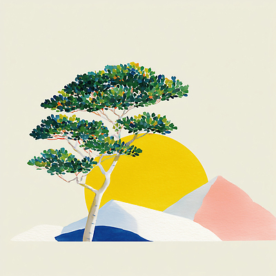 JPG 나무 식물 구름 디자인 여유 예술 컬러 일러스트 자연 산 풍경 햇빛 평화 환경 산호 그림 조화 뷰티풀 색감 국내일러스트 AI일러스트 AI콘텐츠 자연요소 감정 컨셉 태양 자포동물 생태계 파일형식